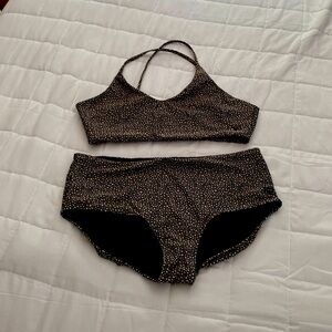 Albion Two-piece bikini, black with tiny flowers, size large, worn once